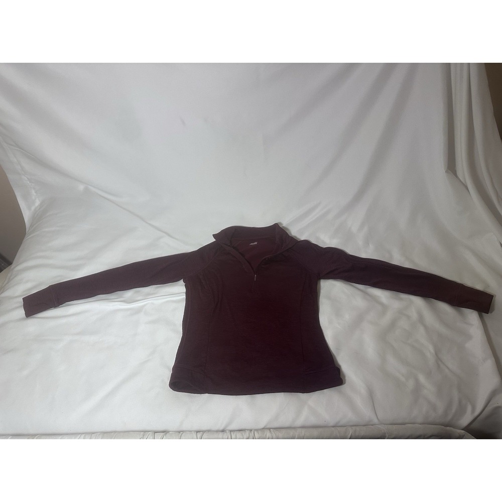 AVIA Women's Activewear Quarter Zip Running Top Thumbhole Long Sleeve Maroon M